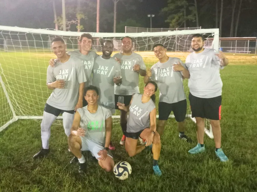 Jax Fray recreational soccer team after a match