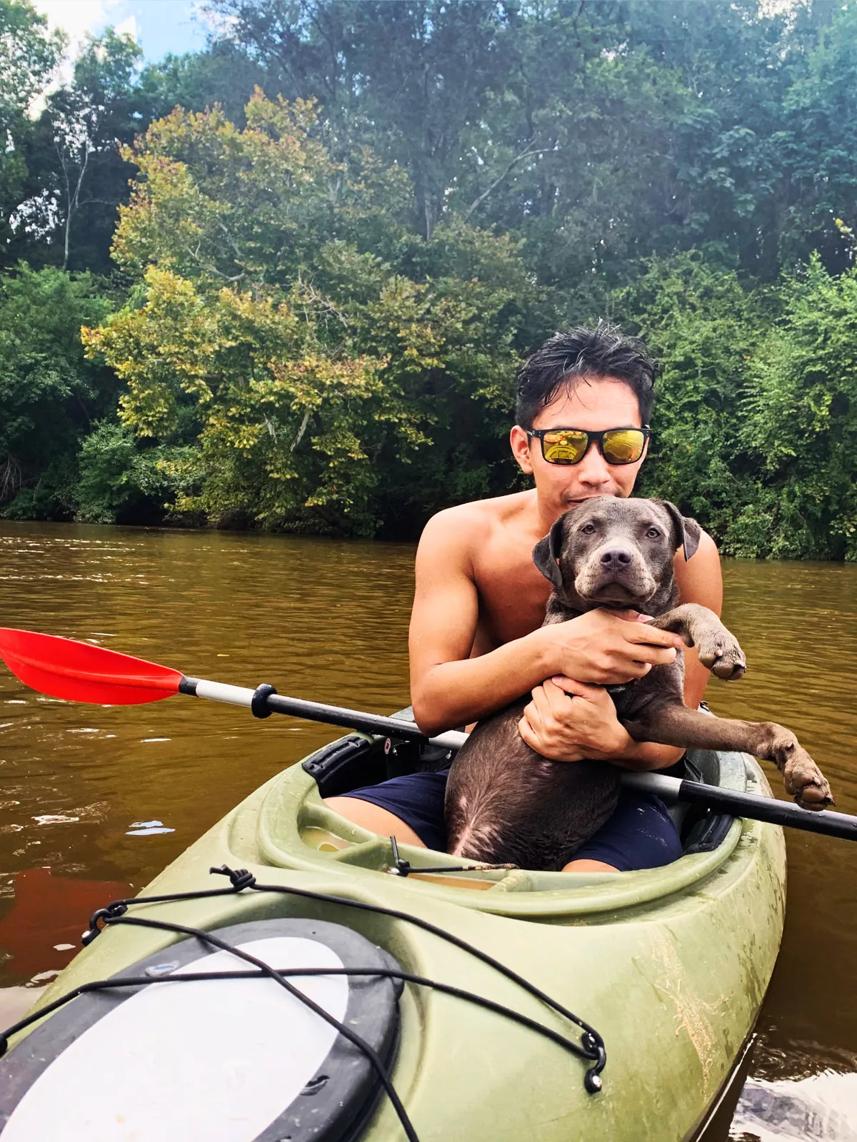 Kayaking on a north Florida river with a dog