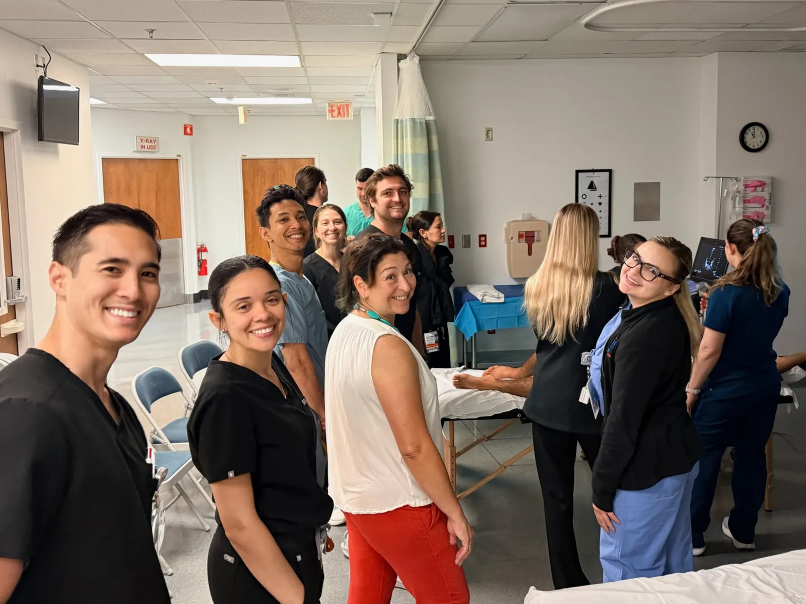 Residents and faculty at the intern ultrasound simulation day
